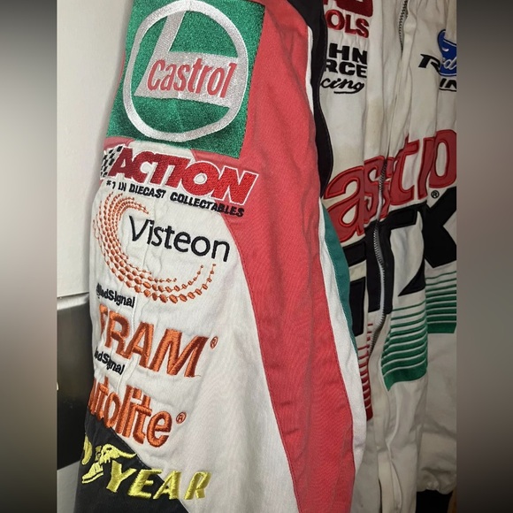 John Force Racing Castrol GTX Pit Jacket White Mens Size 2XL Vintage - Picture 8 of 16